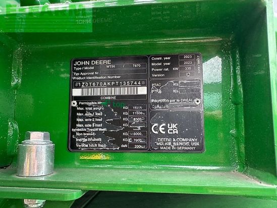 Cosechadora de Cereal - John Deere - t 670 i neumaschine