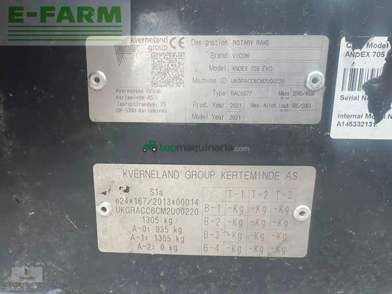 Rastrillo - Vicon - andex 705 evo