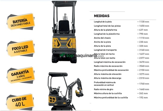RETROEXCAVADAORA KUBOTA GIRATORIA ORUGAS RETRACTIL 1600 Kg 1,6 Toneladas