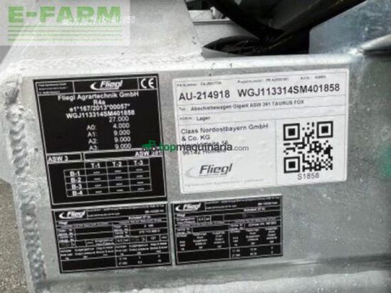 Cinta transportadora de forraje - Fliegl - gigant asw 391 taurus fox