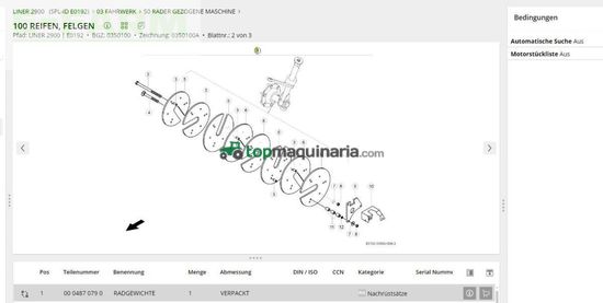 Henificador - Claas - radgewichte zubehör liner 17"