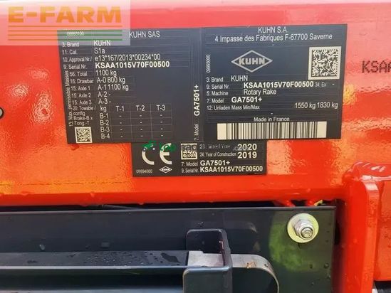 Rastrillo - Kuhn - ga7501+ 2-kreisel-mittelschwader