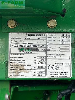 Cosechadora de Cereal - John Deere - t560i inkl. john deere 622r