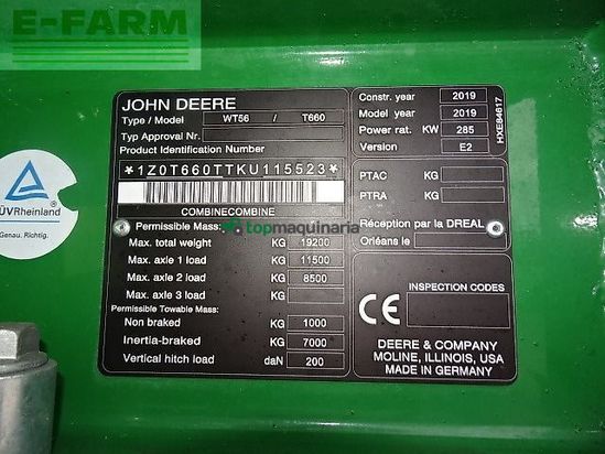 Cosechadora de Cereal - John Deere - t660i prodrive 30 km/h