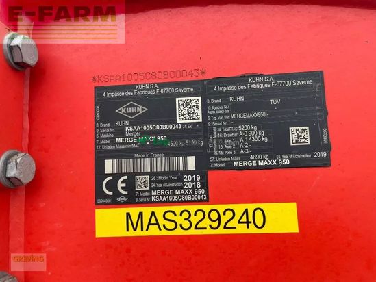 Rastrillo - Kuhn - merge maxx 950 bandschwader