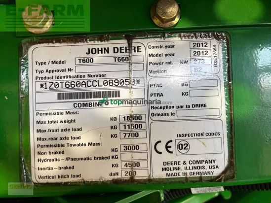 Cosechadora de Cereal - John Deere - t660i