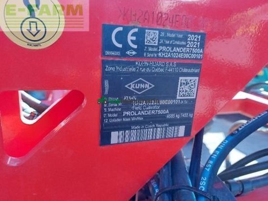 Cultivador - Kuhn - prolander 7500 mit upgrade der zusätzl. stützrad