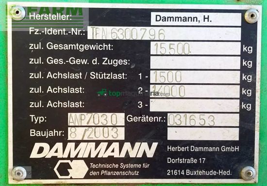Atomizador - Dammann - anp 7030 profi class - tandemspritze 30m
