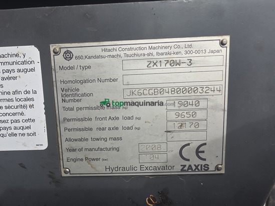 Excavadora - Hitachi ZX 170 W-3