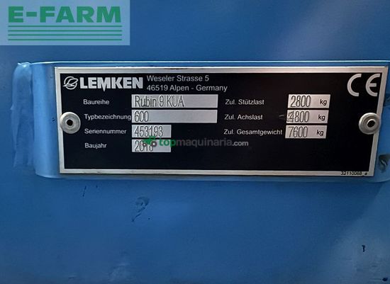 Grada de disco - Lemken - rubin 9/600 kua