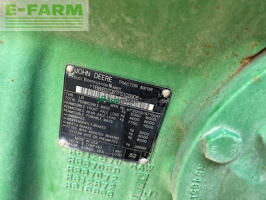 Tractor agrícola - John Deere - 8370r e23 *motor bei 6500bh neu*