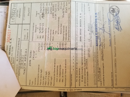 Tractor agrícola - John Deere - 2650 F