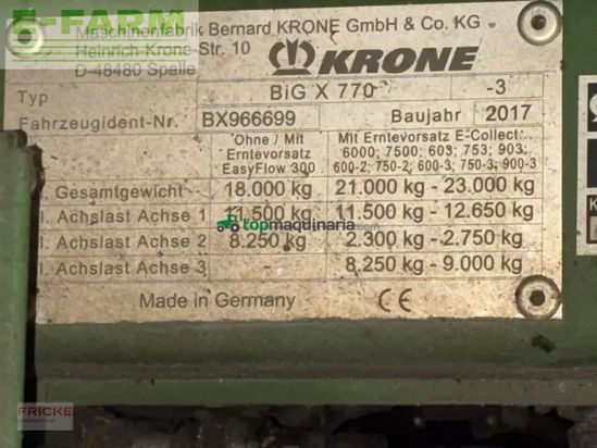 Cosechadora de Cereal - Krone - big x 770