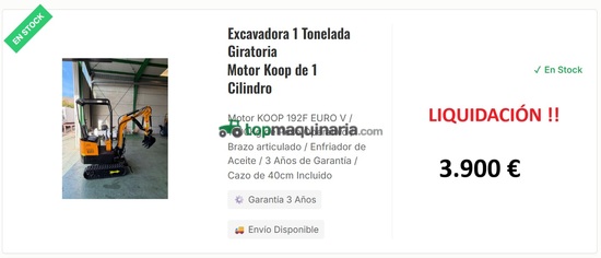 EXCAVADORAS GIRATORIAS DE 1 A 7 Ton LIQUIDACIÓN