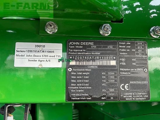 Cosechadora de Cereal - John Deere - s785
