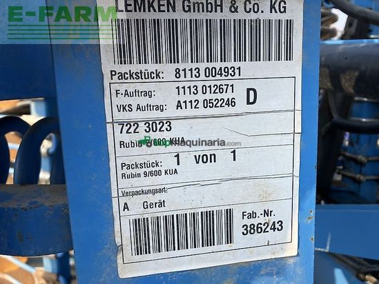 Sembradora - Lemken - rubin 9/600 kua +solitair 9/600 ka-ds