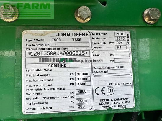 Cosechadora de Cereal - John Deere - t 550