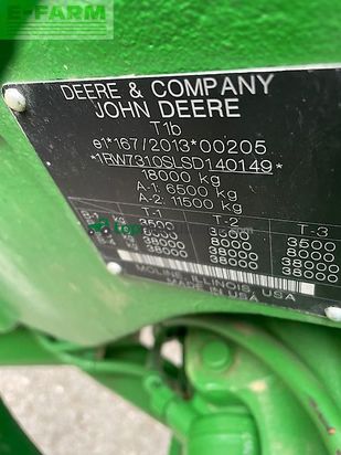 Tractor agrícola - John Deere - 7r310/7r 310 garantie 04/2028