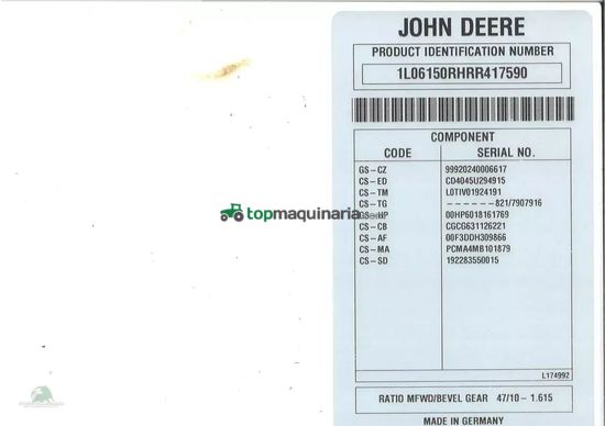 Tractor agrícola - John Deere - 6r 150 mit ladekran