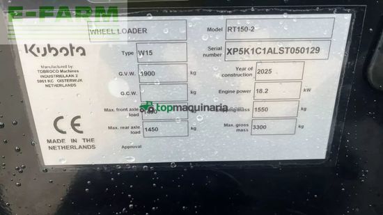 Minicargadora - Kubota - rt150-2 demo maskine med kun 38timer. som ny