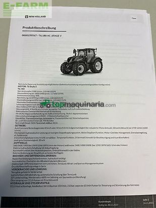 Tractor agrícola - New Holland - t6.180 ac