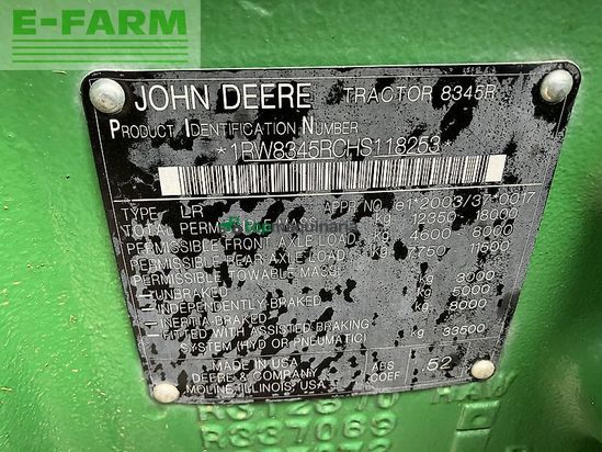 Tractor agrícola - John Deere - 8345r *e23*