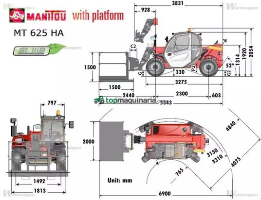 Telescopica - Manitou - mt 625 h easy ( 1,81 breit - 1,92 hoch )
