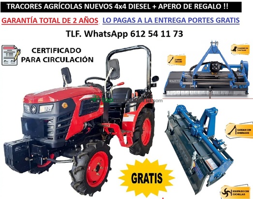 MINI TRACTOR DIESEL 30 CV - 4 CIL 4X4 MATRICULABLE + PALA, APEROS
