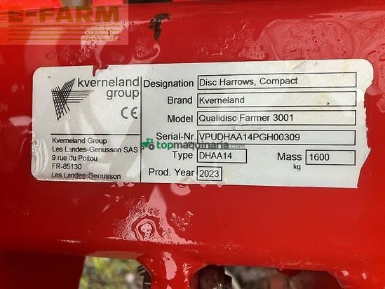 Grada de disco - Kverneland - qualidisc farmer 3001