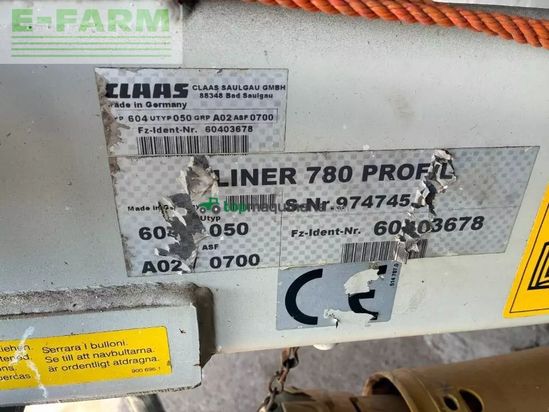Rastrillo - Claas - liner 780 profil