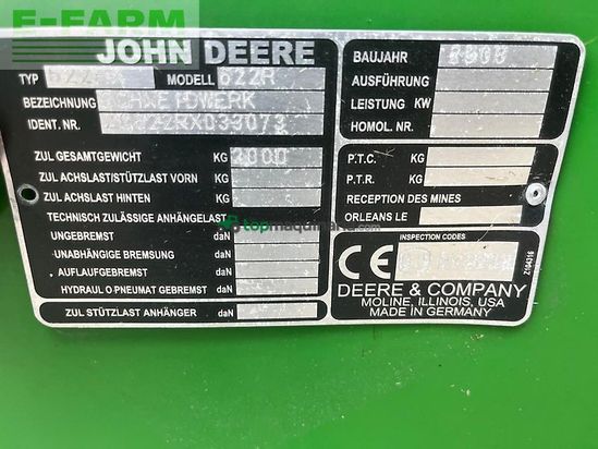 Cabezal - John Deere - 622r inkl. zürn rapstisch