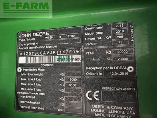 Cosechadora de Cereal - John Deere - t660