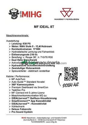 Cosechadora de Cereal - Massey Ferguson - ideal 8