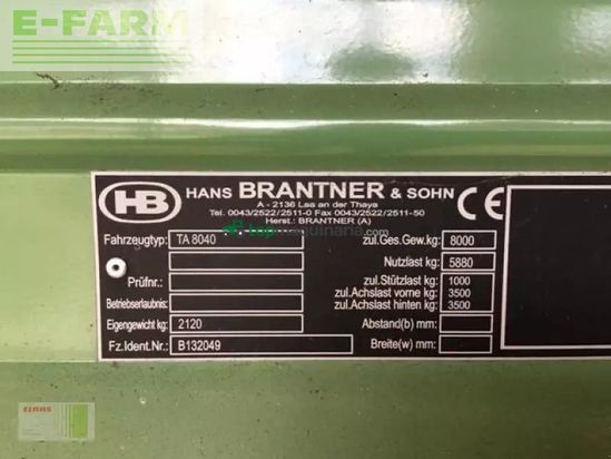 Volquet - Brantner - ta 8040, 25km/h mit auflaufrückfahrautomatik-bremse