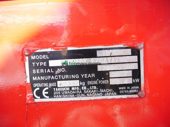Excavadora - TAKEUCHI TB 260