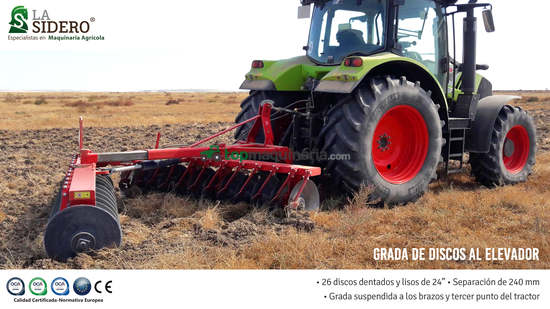 Grada de discos La Sidero  al elevador con 26 discos de 24",