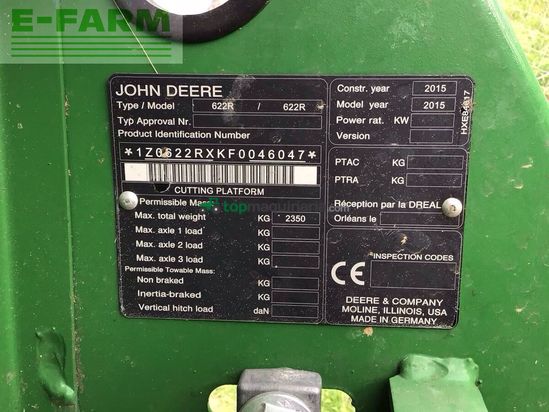 Cabezal - John Deere - schneidwerk 622 r mit flötzinger schneidwerkswag