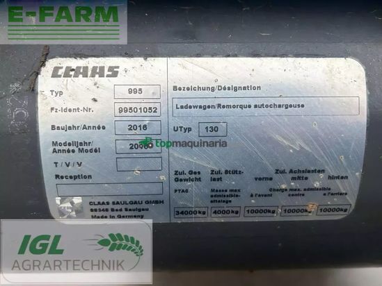 Cinta transportadora de forraje - Claas - cargos 760