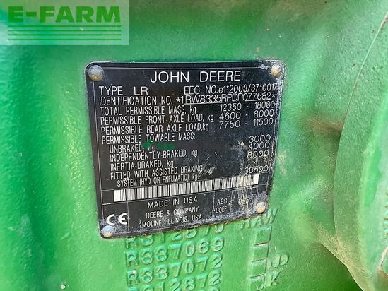 Tractor agrícola - John Deere - 8335r *powr shift 16/5*