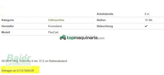 Sembradora directa - Kverneland - flexcard