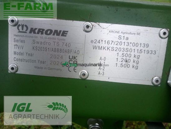 Henificador - Krone - swadro ts 740