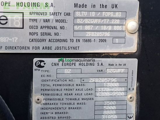 Tractor agrícola - New Holland - t7.220 ac