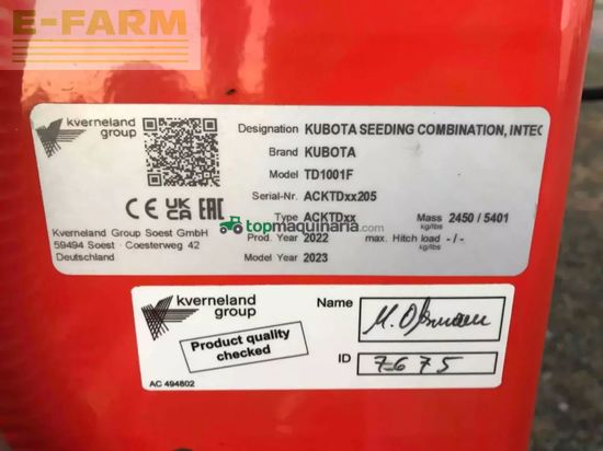 Sembradora directa - Kubota - semoir à grains td1601f kubota