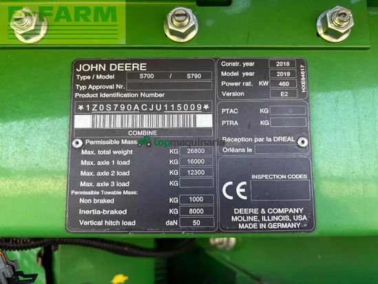 Cosechadora de Cereal - John Deere - s 790