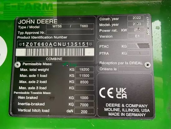 Cosechadora de Cereal - John Deere - t660 my23 prod 30