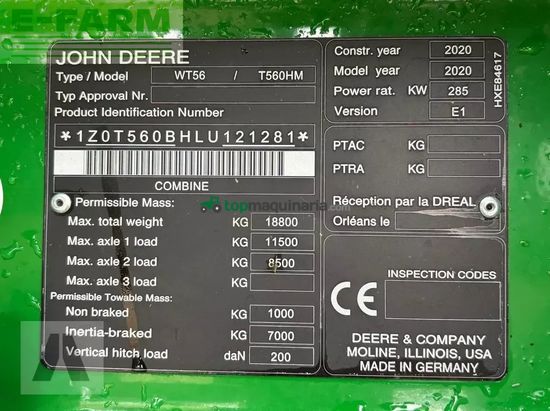 Cosechadora de Cereal - John Deere - t560 hillmaster