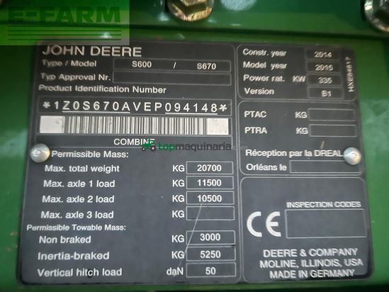 Cosechadora de Cereal - John Deere - s670i