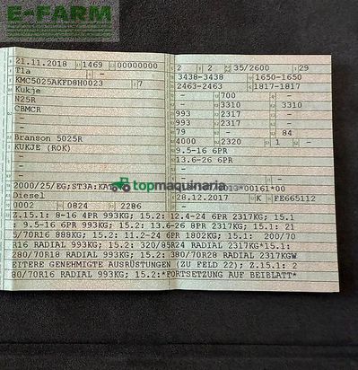 Tractor agrícola - Branson - 5025r mit frontlader und wetterschutzdach