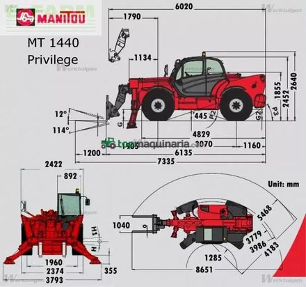 Telescopica - Manitou - mt1440 ( 14m 4t ) arbeitskorb + gabel