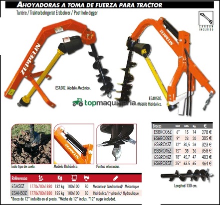 Ahoyadora PARA TRACTOR BROCA A ELEGIR